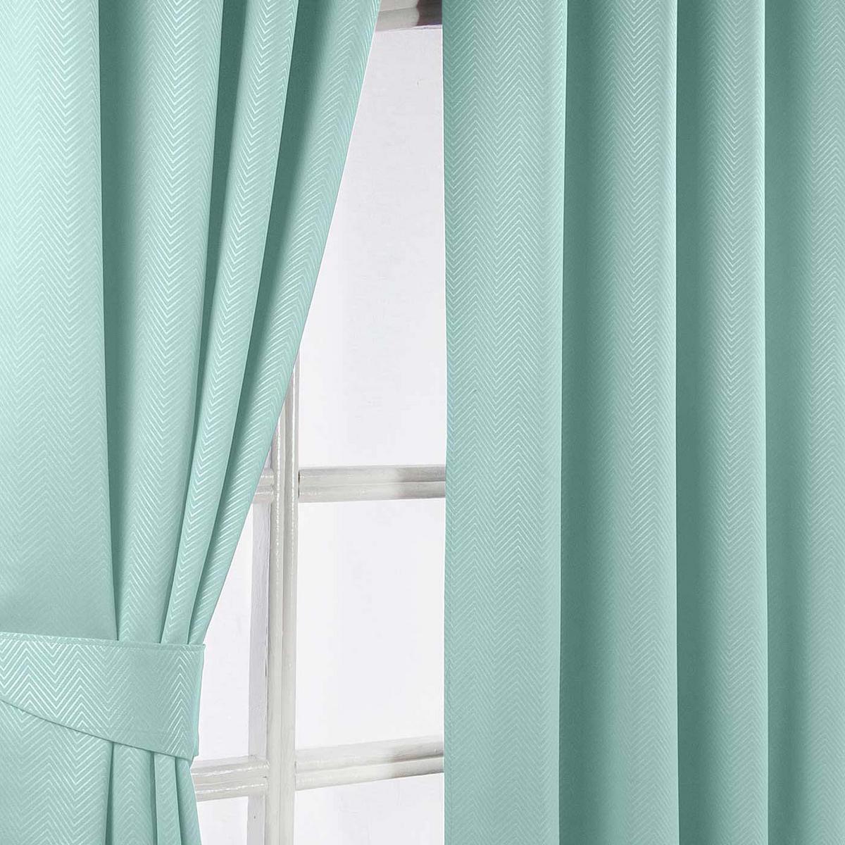 VERDUNKELUNGSVORHÄNGE Fischgrät mit Thermo-Funktion, Ösen 228/228 cm - Pastellblau, Textil (228/228cm) - Homescapes