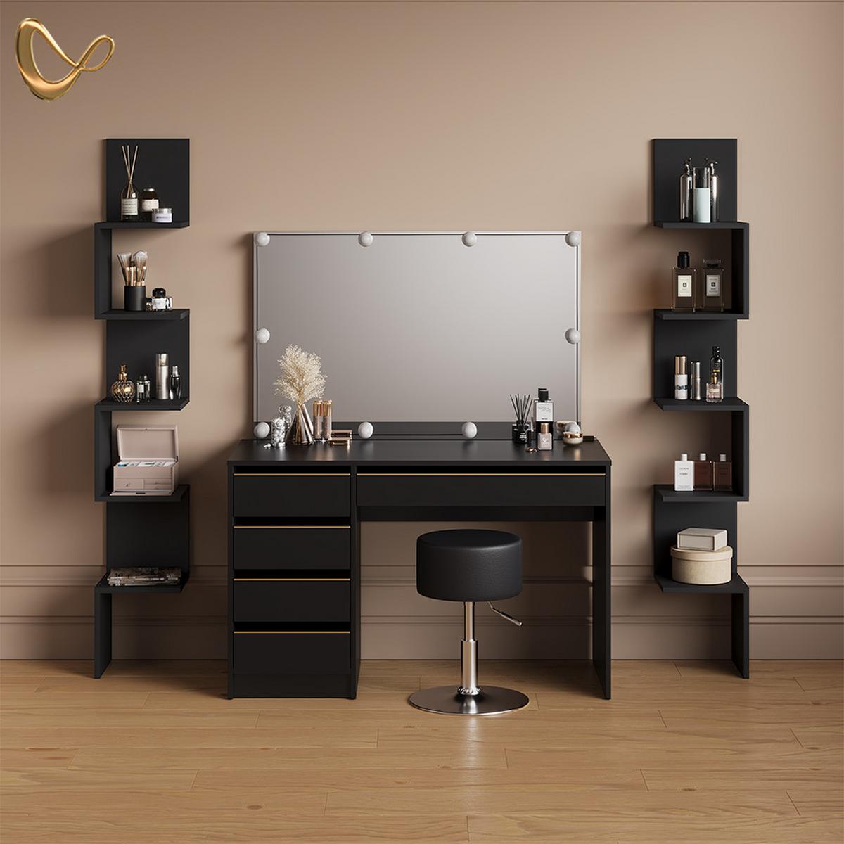 ECKREGAL Vesuvio Schwarz 28 x 175.4 cm 2er Set - Schwarz, Holzwerkstoff (28/175.4/28cm) - Livinity®