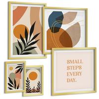 BILDER SET 5er Set - 50x50 cm & 20x30 cm & 40x60 cm Goldrahmen - Moderne Pflanzenmotive - Goldfarben, Kunststoff (40/60cm) - TULUP