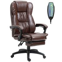 VERSTELLBARER Drehstuhl mit Fußstütze, Kopfstütze, Massagefunktion, Braun - Schwarz/Braun, Kunststoff (68.5/121/68.5cm) - Vinsetto