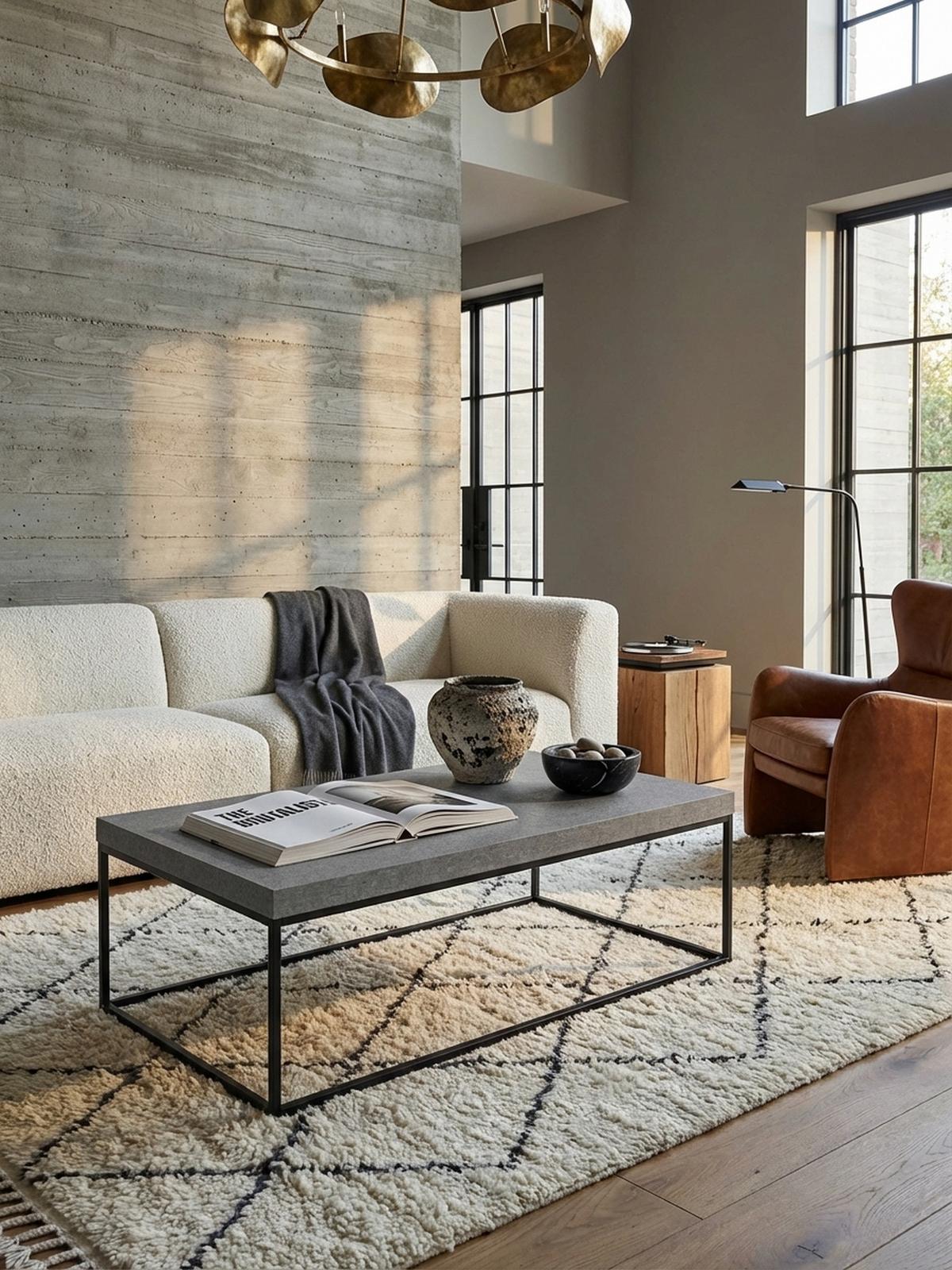 COUCHTISCH in Stein-Optik mit Metallbeinen, Modernes Design, Rechteckig, Groß, Grau 120x60x38 cm - Schwarz/Grau, Holzwerkstoff/Metall (60/120/38cm) - KADIMA DESIGN