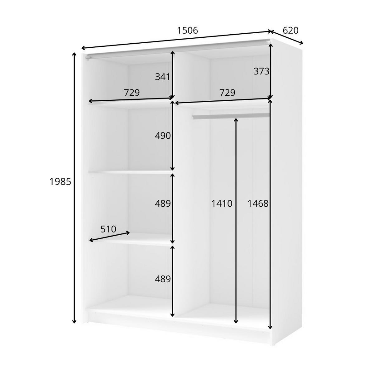 SCHWEBETÜRENSCHRANK ELRON 150,6/198,5/62cm 2-türig Sonoma Eiche - Sonoma Eiche, Holzwerkstoff (150.6/198.5/62cm) - MASSENO