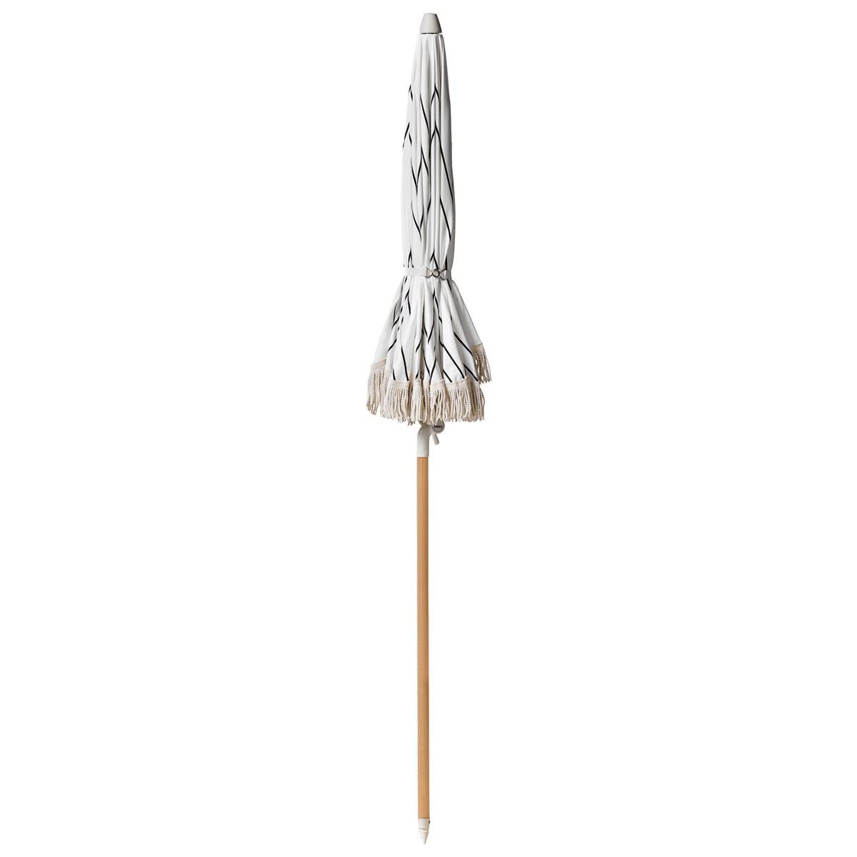 SONNENSCHIRM 155 cm Weiß/Schwarz Mondello - Schwarz/Weiß, Holz (155/155cm) - Beliani