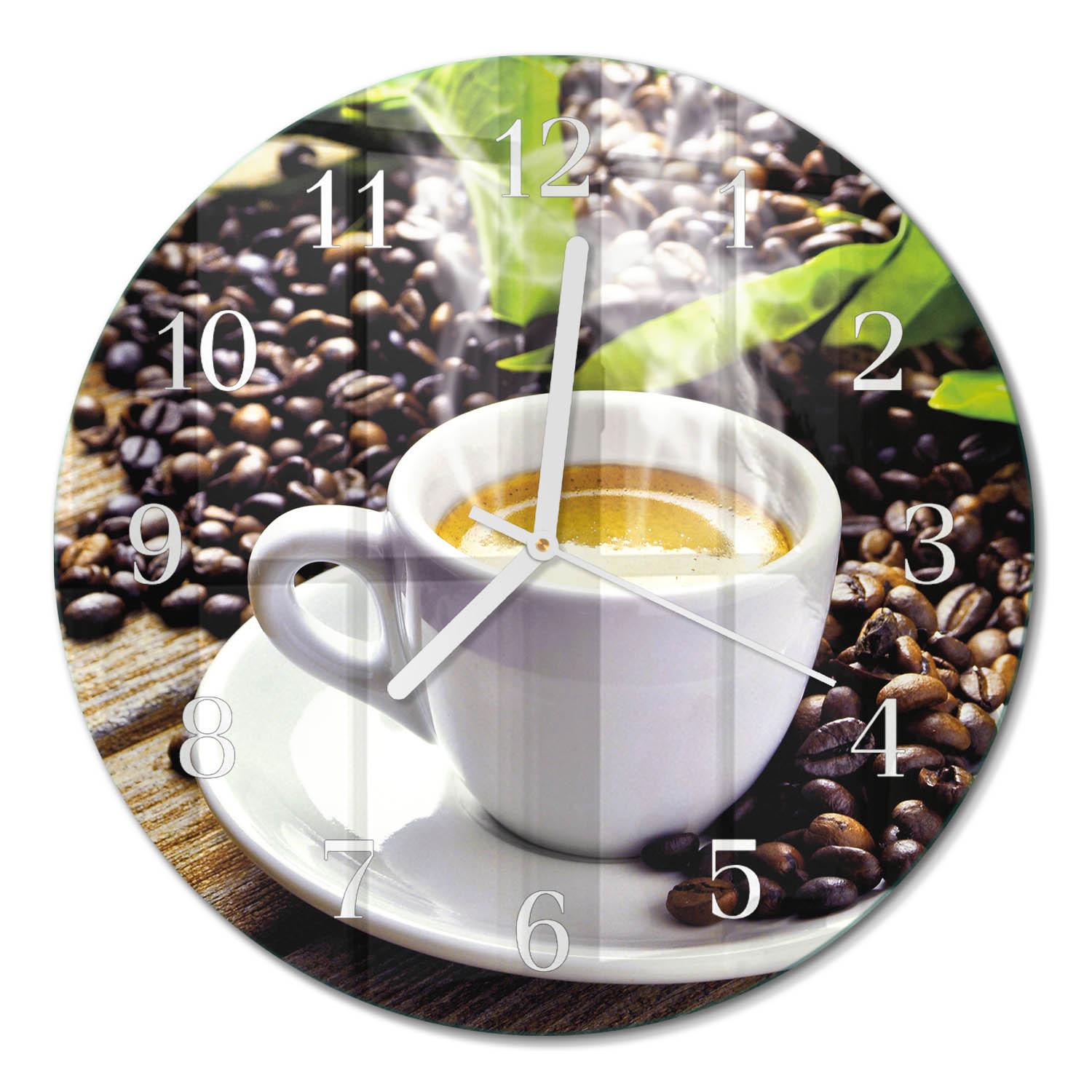 WANDUHR aus Glas Ø30 cm - Tasse Kaffee - Multicolor, Glas (30/30/0.4cm) - TULUP