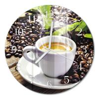 WANDUHR aus Glas Ø30 cm - Tasse Kaffee - Multicolor, Glas (30/30/0.4cm) - TULUP