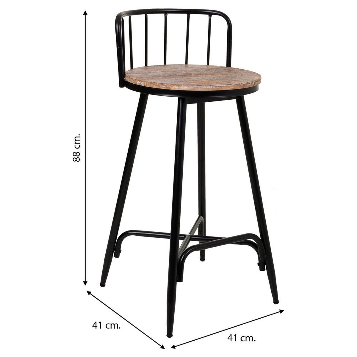 BARHOCKER aus Metall und Holz, grau, 41x88cm - Schwarz, Holz (41/88/41cm) - Wanderlust