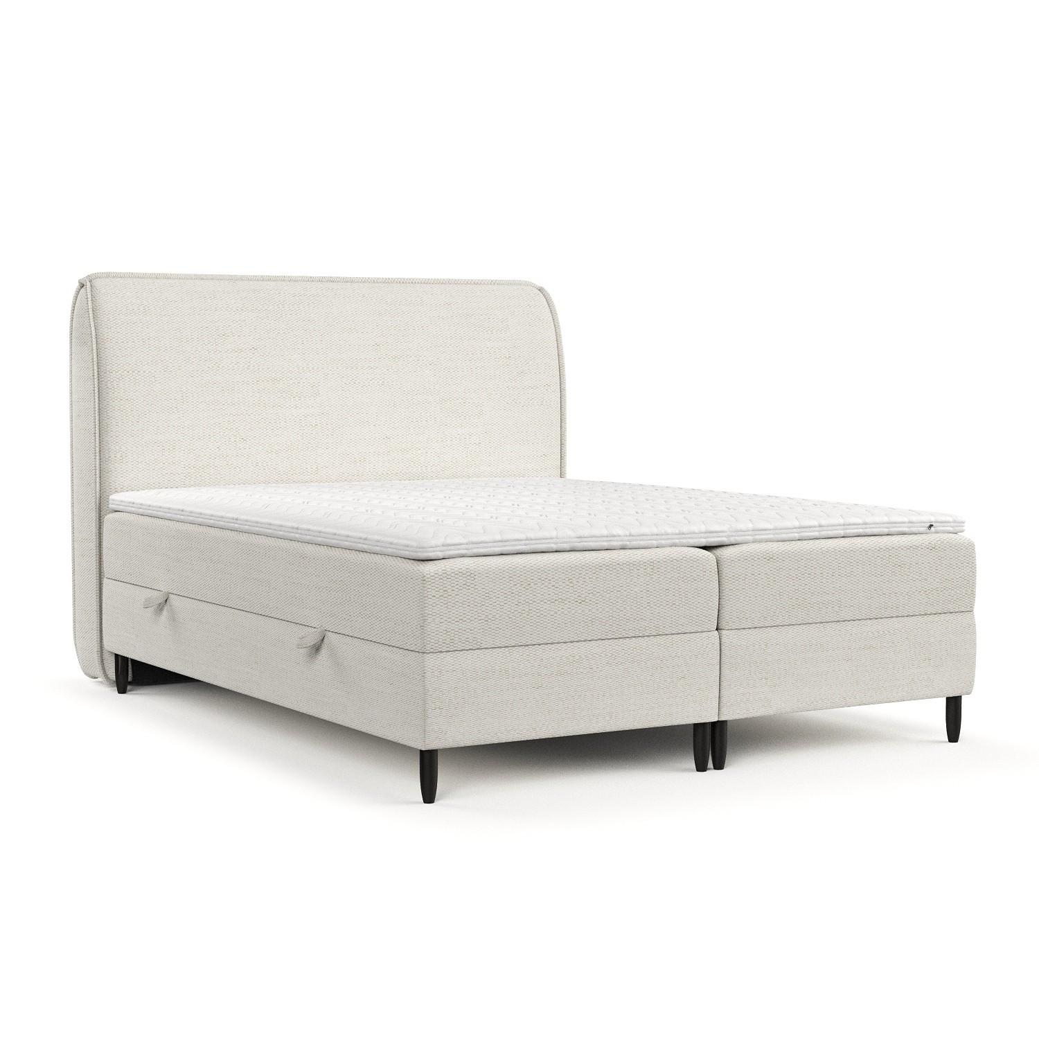 BOXBETT Lunaro 200/200 cm Creme im Modesto Stoff - Creme/Schwarz, Holz/Holzwerkstoff (200/200cm) - AltaBeds