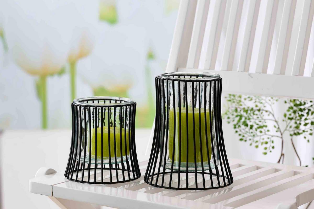 WINDLICHT Nero 12,5 cm - Transparent/Schwarz, Glas/Metall (13/12.5/13cm) - Ritzenhoff Breker