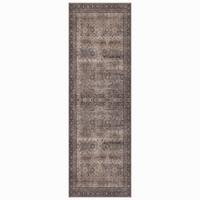 LÄUFER waschbar, mit floralen Ornamenten, VERNANTE in Braun-Grau, 80 x 250 cm - Braun, Textil (80/250cm) - KADIMA DESIGN