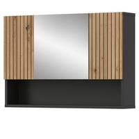 SPIEGELSCHRANK Eiche Artisan, grau 80 x 55 cm, Badschrank 3-türig - Eiche Artisan, Glas/Holzwerkstoff (80/55/17cm) - Inn.Furn