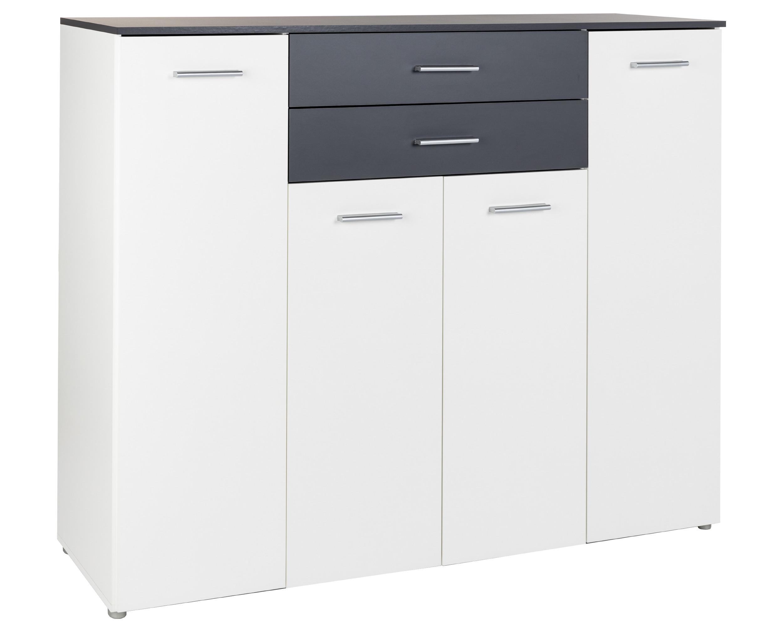 HIGHBOARD Kommode Prato - Anthrazit/Silberfarben, Holzwerkstoff/Kunststoff (156/123/39cm) - arthur berndt
