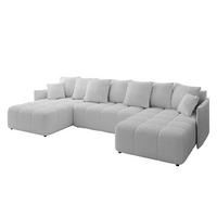 WOHNLANDSCHAFT LONLI-U 355x189x68 Hellgrau Bouclé - Hellgrau, Holzwerkstoff/Kunststoff (355/68/189cm) - ALTDECOR