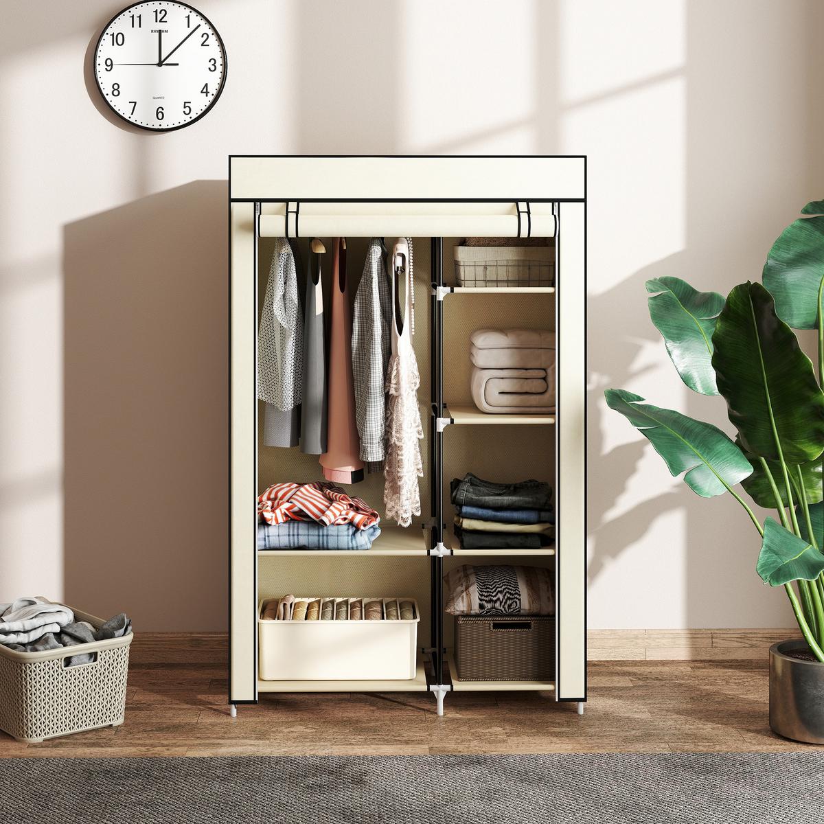 KLEIDERSCHRANK, Stoffschrank, Creme - Creme, Metall (43/162.5/103cm) - HOMCOM