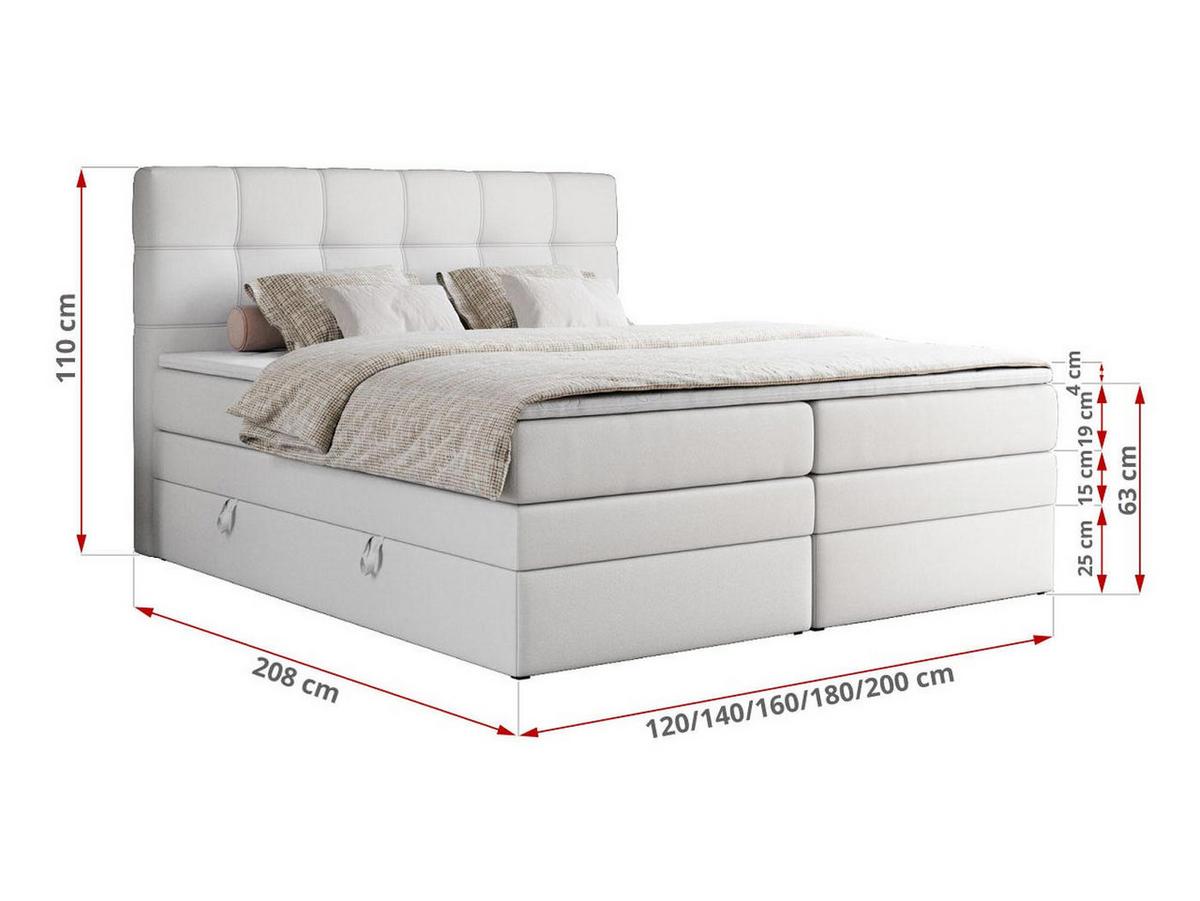 BOXSPRINGBETT ERNI KING 140/200 Weiß Kunstleder - H3 - Weiß, Holz/Textil (140/200cm) - MKS