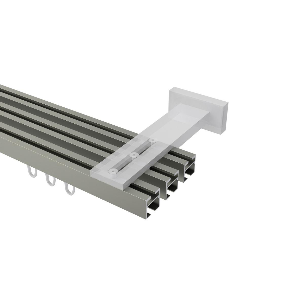 GARDINENSTANGE INNENLAUF Quadline (Multi) Cubes 160 cm, 3-läufig, 20x20 mm Satin-Silber - Silberfarben, Metall (160cm) - INTERDECO