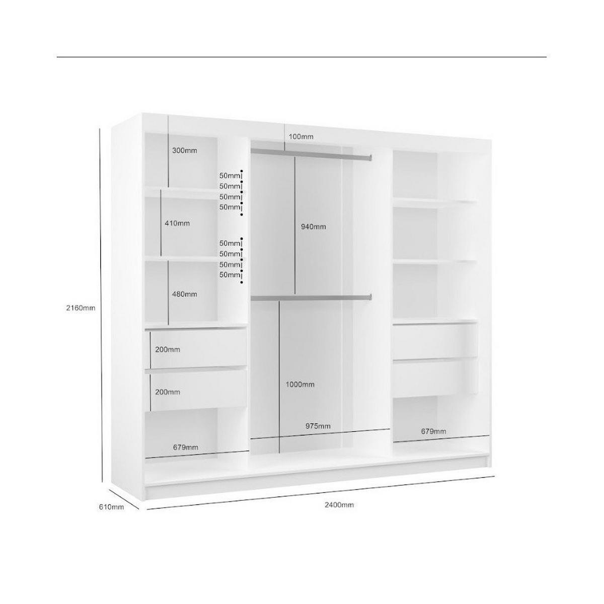 SCHWEBETÜRENSCHRANK BELLINA 240/216/61 cm Modern Kleiderschrank 3-türig mit Spiegel Nussbaumfarben - Nussbaumfarben, Holzwerkstoff (240/216/61cm) - MASSENO
