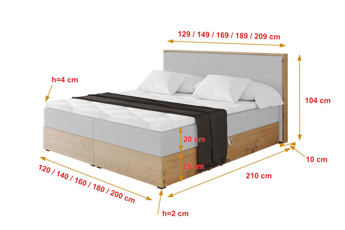 BOXBETT LOLLI9 - 140x200 - H4 Hellgrau - Hellgrau, Holzwerkstoff (140/200cm) - ALTDECOR