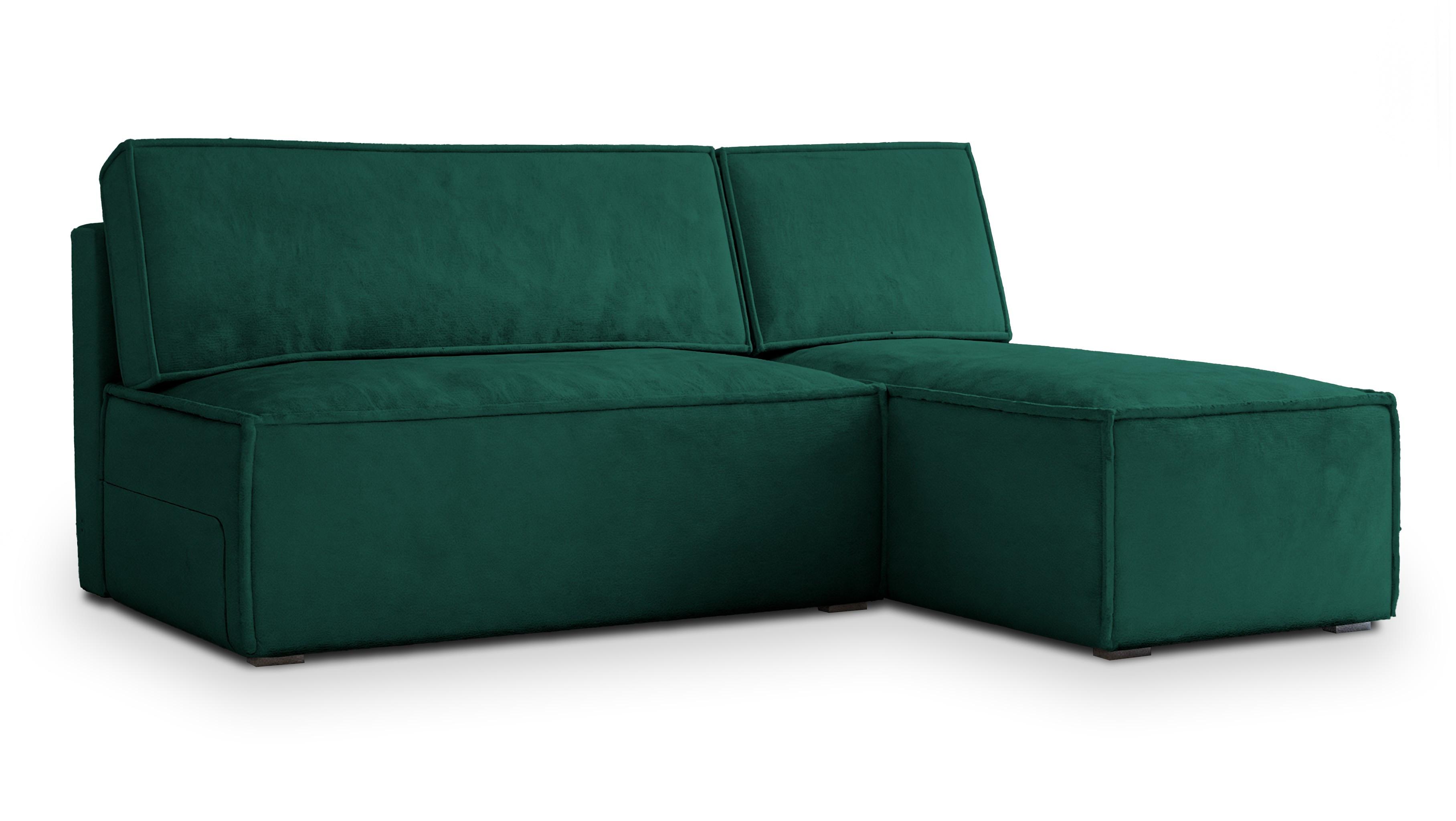 ECKSOFA BRISO M Grün Velours-Stoff mit Schlaffunktion - Grau/Grün, Holz/Kunststoff (200/140cm) - MASSENO