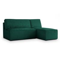 ECKSOFA BRISO M Grün Velours-Stoff mit Schlaffunktion - Grau/Grün, Holz/Kunststoff (200/140cm) - MASSENO