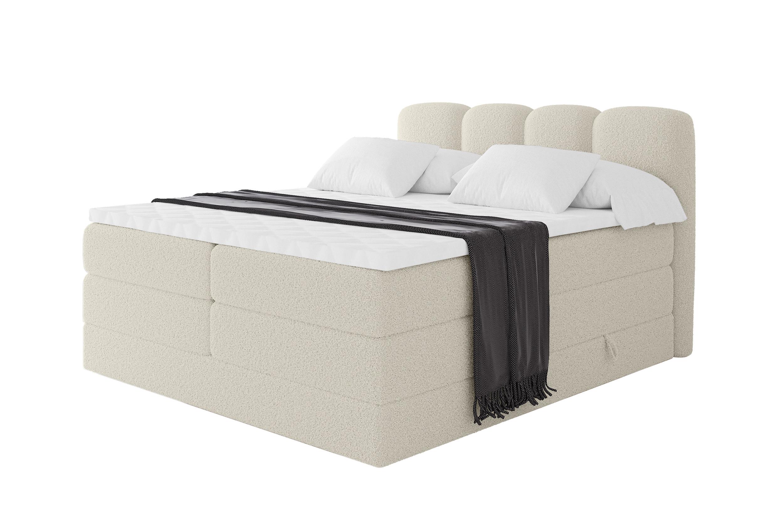 BOXBETT mit Matratze H3|H4 - NINA KING - 140x200 cm - Beige - Sandfarben, Holzwerkstoff (140/200cm) - ALTDECOR