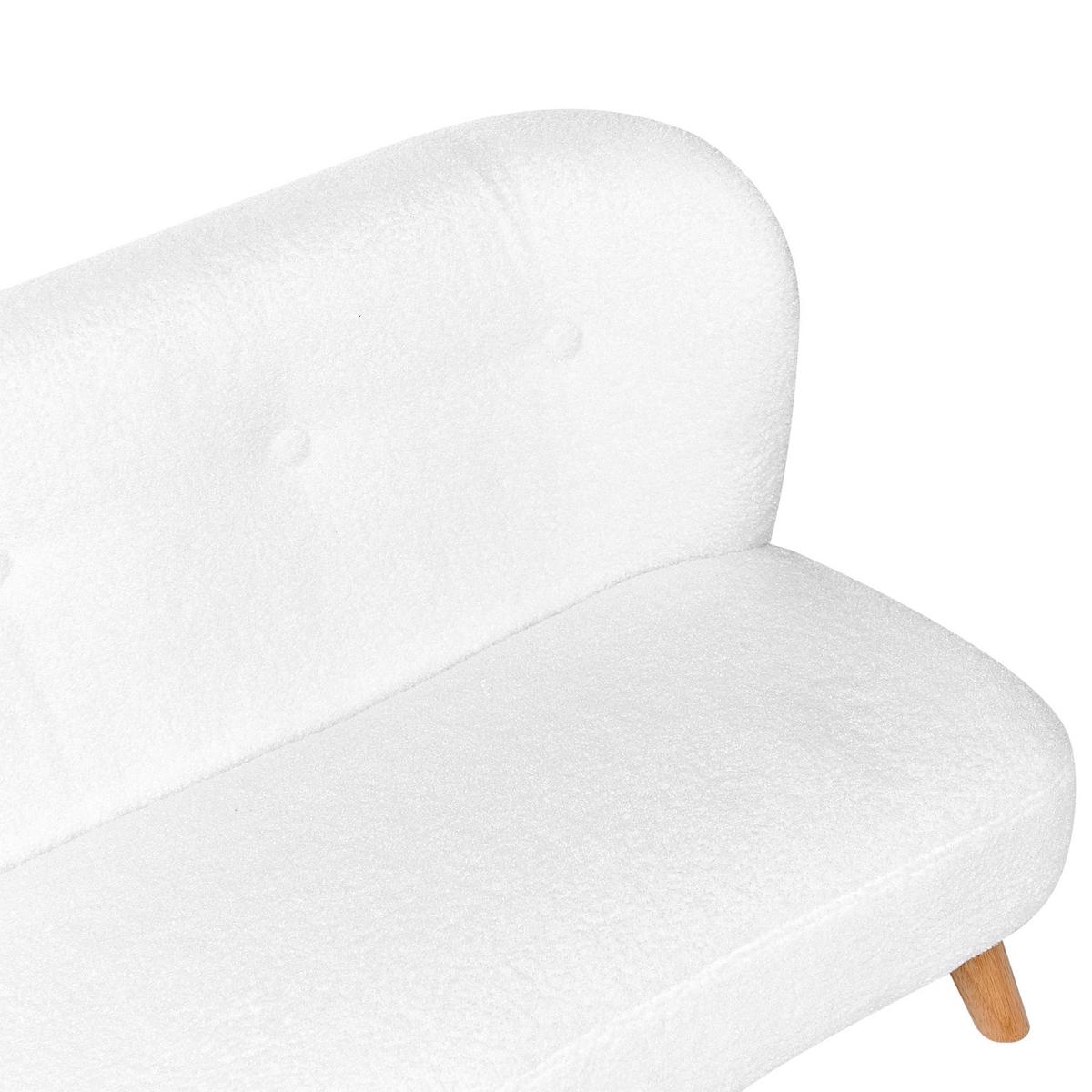 KINDERSOFA Bouclé Weiß Lote - Hellbraun/Weiß, Textil (94/59/57cm) - Beliani