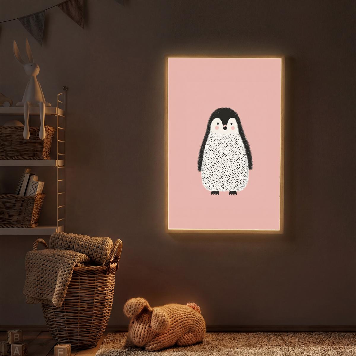 NACHTTISCHLAMPE MIT AKKU Pinguin - Punkte - Minimalistisch - Rosa 60x90 cm - Rosa, Holzwerkstoff (8/60/90cm) - OnlyWow