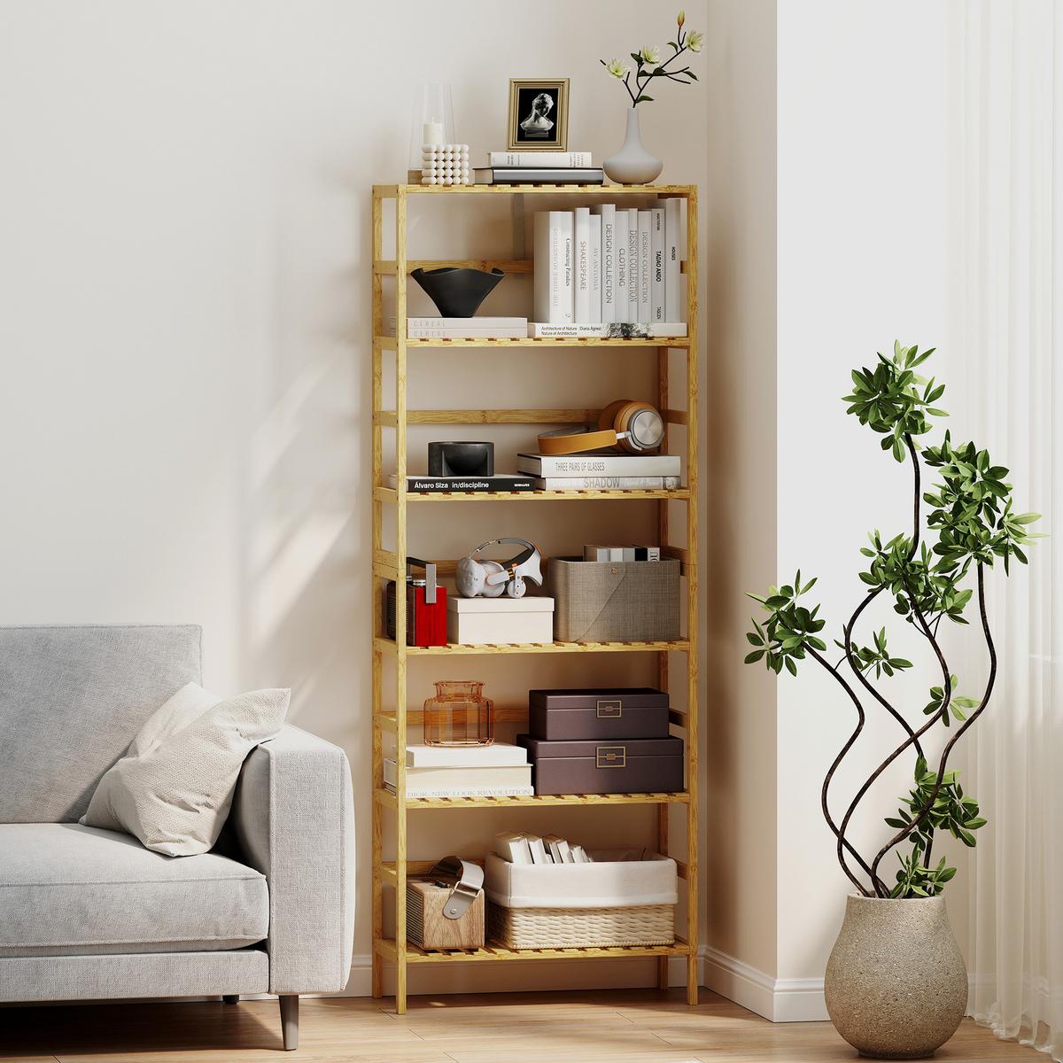 STANDREGAL Bambus Naturholz - Naturfarben, Holz/Bambusholz (26/161/60cm) - HOMCOM