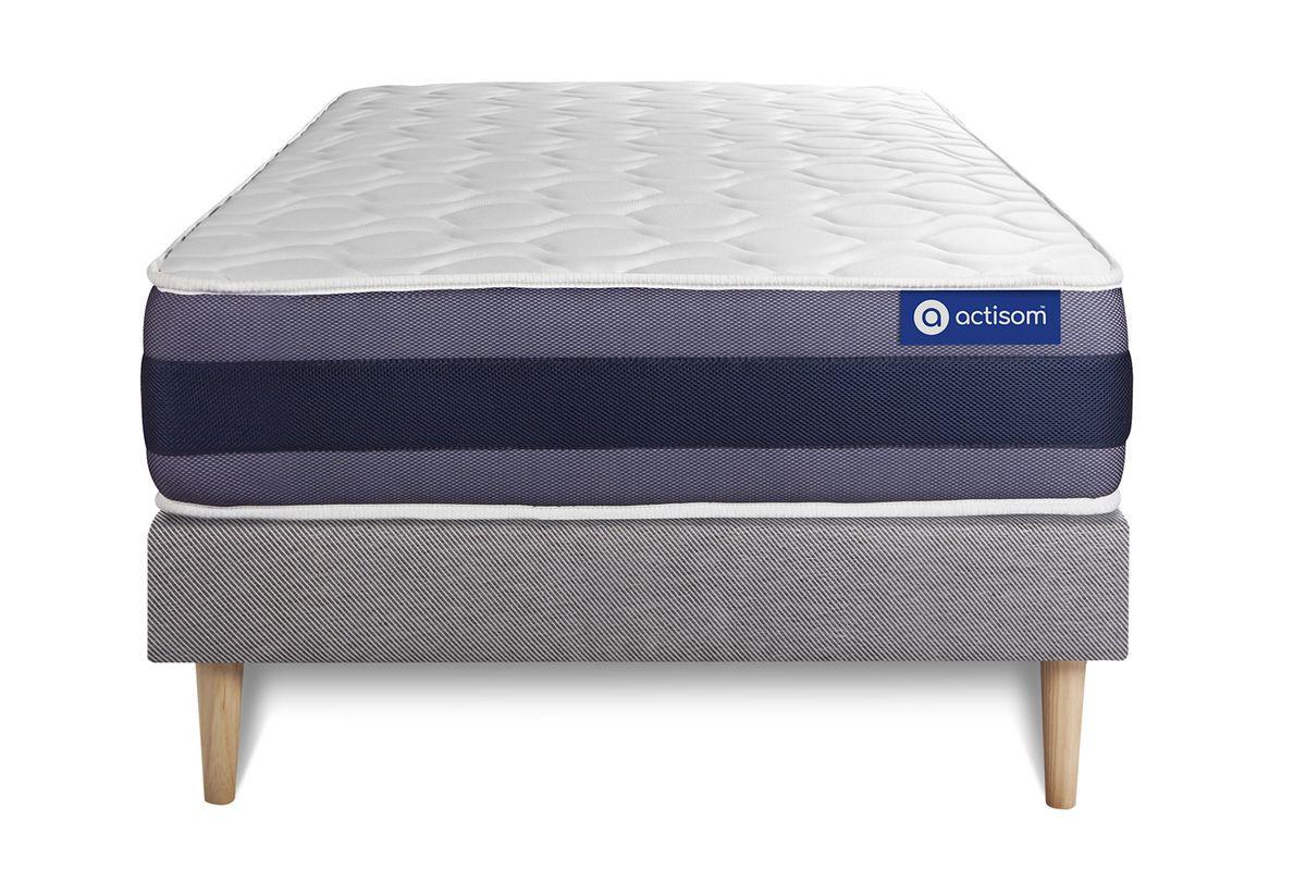 BETT Actilatex morpho Latex und Memory-Schaum 80 x 200 cm h1 - Kit Bettgestell Grau - Beige/Grau, Karton/Holz (80/200cm) - ACTISOM