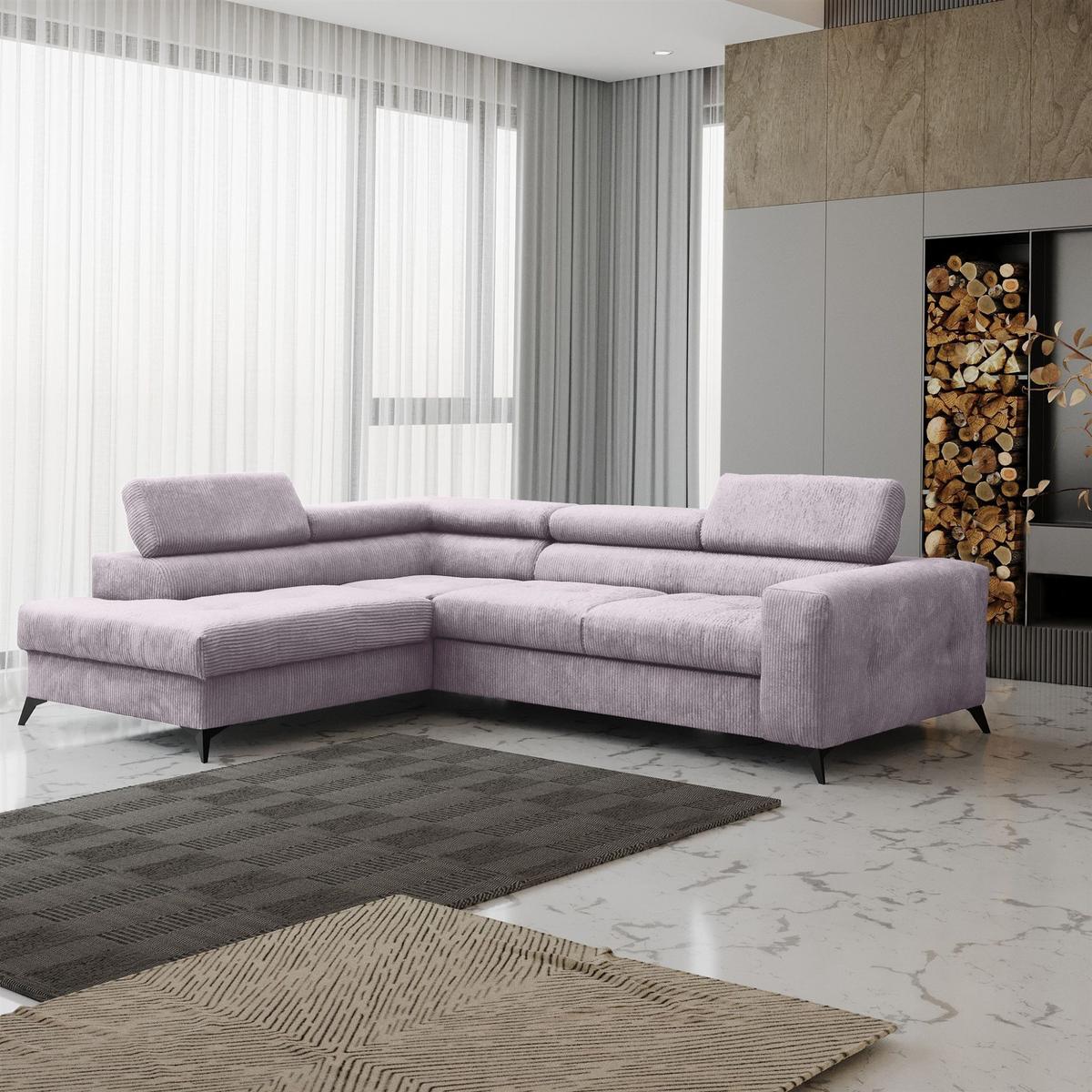 ECKSOFA Schlafsofa Amadeo In Anafi - Violett, Holzwerkstoff/Textil (271/202cm) - Fun Möbel