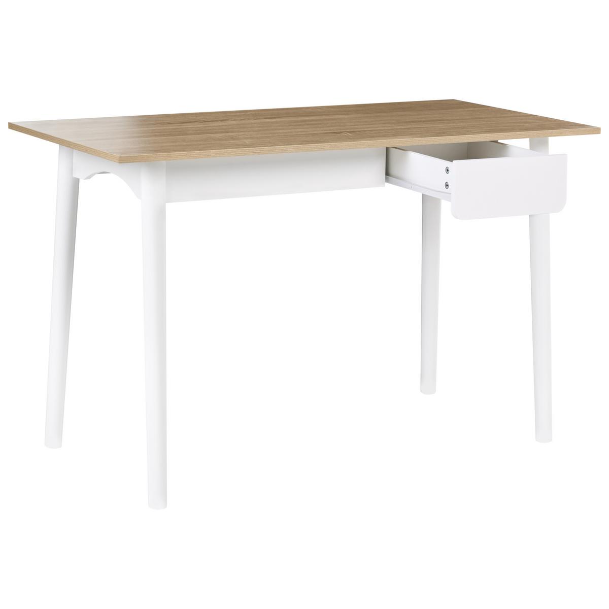 SCHREIBTISCH Hellbraun/Weiß 120/60 cm Vitrion - Hellbraun, Holzwerkstoff (60/120/76cm) - Beliani