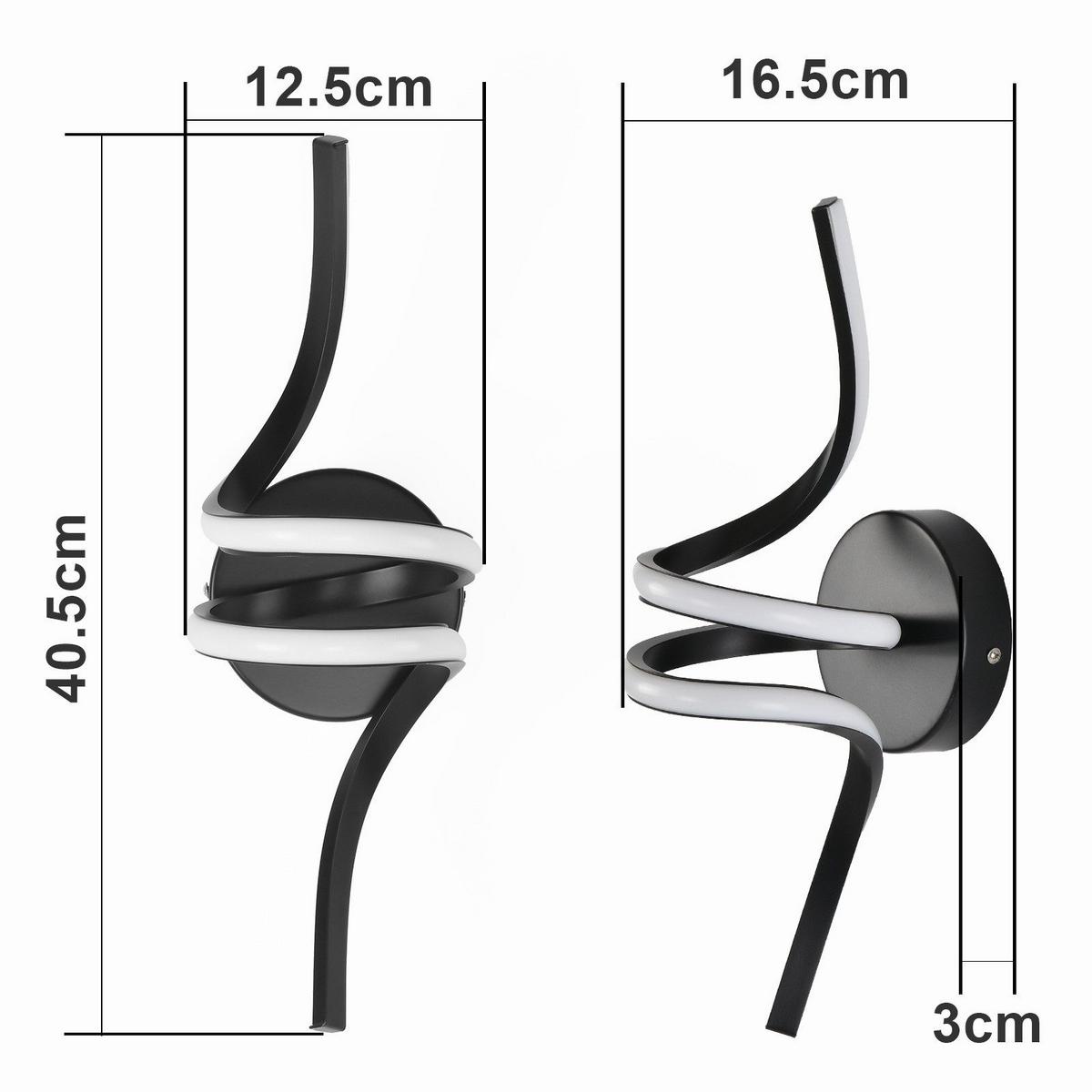 LED - WANDLEUCHTE Tauvaris 12.5/16.5/40.5 cm - Schwarz, Metall (12.5/16.5/40.5cm) - ZMH