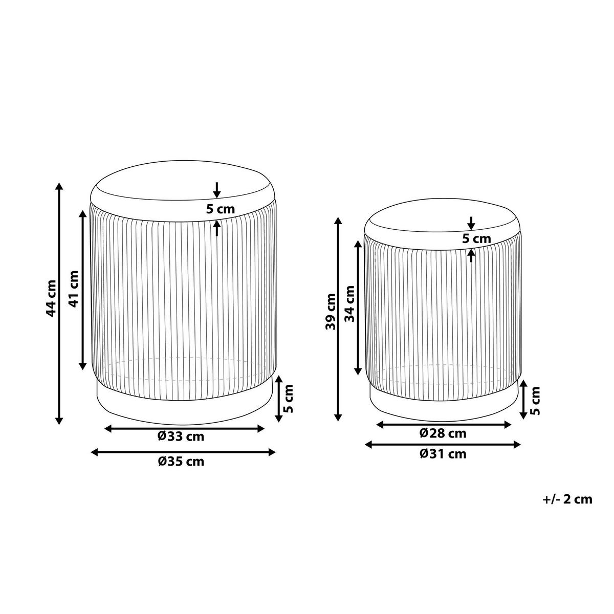 POUF Miramar 35-31/35-31/44-39 cm - Weiß, Textil (35/39/35cm) - Beliani