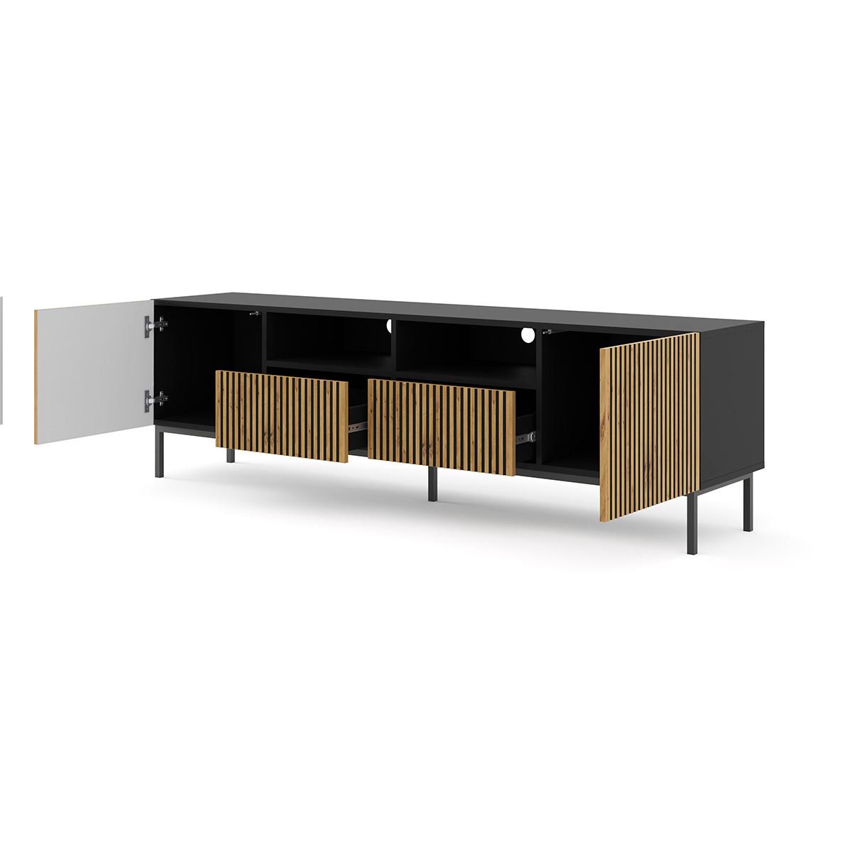 TV-MÖBEL Philaé Holz und Schwarz - Schwarz, Holzwerkstoff (200/58/42cm) - Petits-meubles