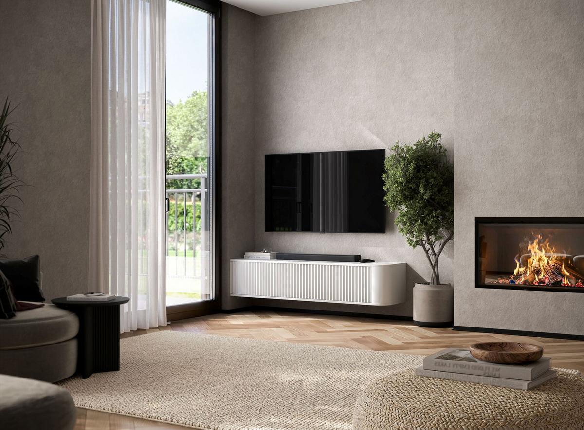 TV-LOWBOARD Aurora Weiß matt 140 cm - Weiß, Holzwerkstoff (140/30/35cm) - Meble Lindner