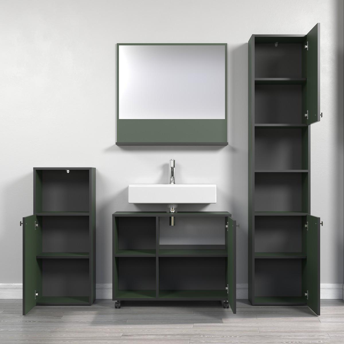 WANDSPIEGEL PureBliss Grün - Grün, Holzwerkstoff (80/74/14cm) - Trendteam