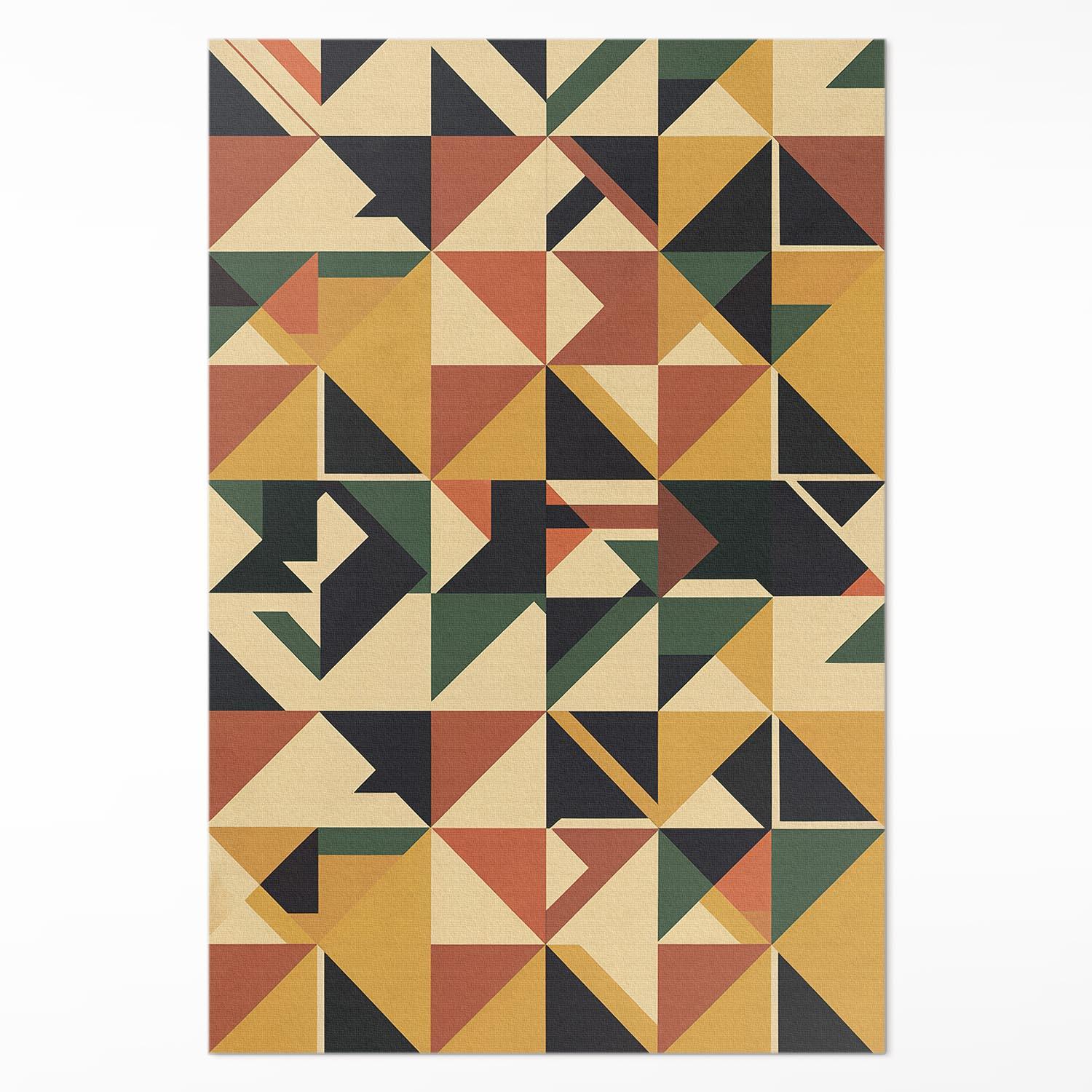 TEPPICH 80x120 cm Pastellgeometrie Bunte Retro Dreiecke & Quadrate - Currygelb, Kunststoff (80/120cm) - Wallfluent