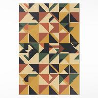 TEPPICH 80x120 cm Pastellgeometrie Bunte Retro Dreiecke & Quadrate - Currygelb, Kunststoff (80/120cm) - Wallfluent