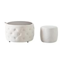 OTTOMANE 2-teilig Samt Beige – Nesting-Design mit Stauraum & Holzablage - Beige, Textil (60/38/60cm) - Urban Meuble