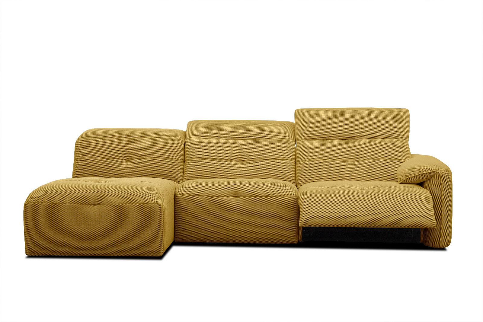 ECKSOFA TRENTO 4-Sitzer mit 1 Relaxfunktion, gelb - Gelb/Schwarz, Holzwerkstoff/Kunststoff (165/262cm) - Wozimo