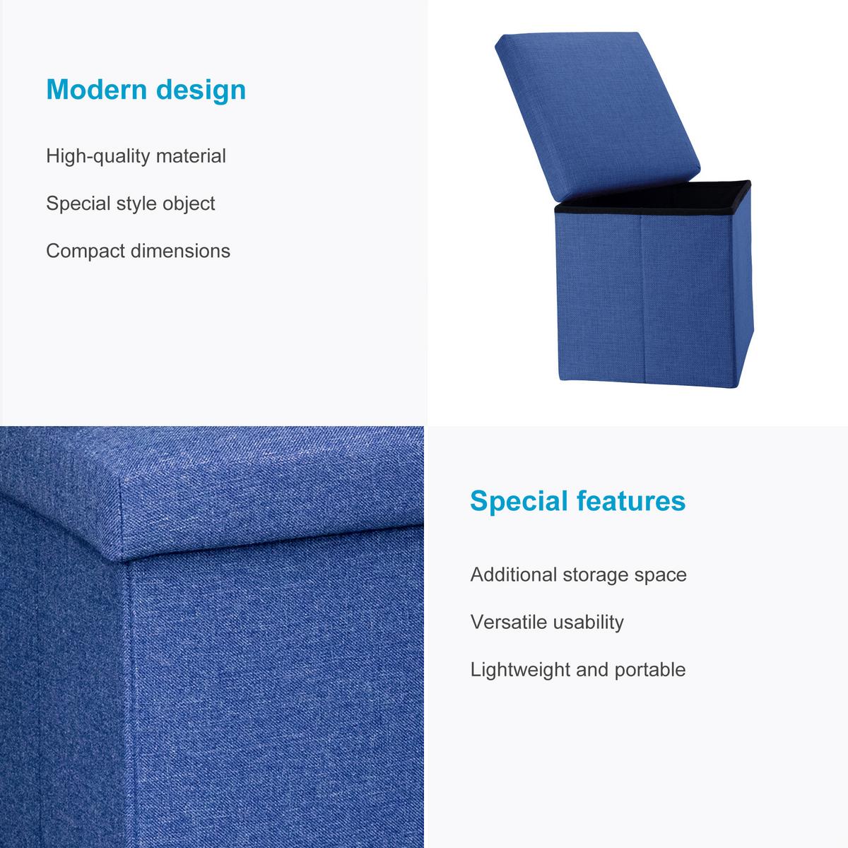 SITZHOCKER mit Stauraum 30/30/30 cm (Blau) - Blau, Textil (38/38/38cm) - Intirilife