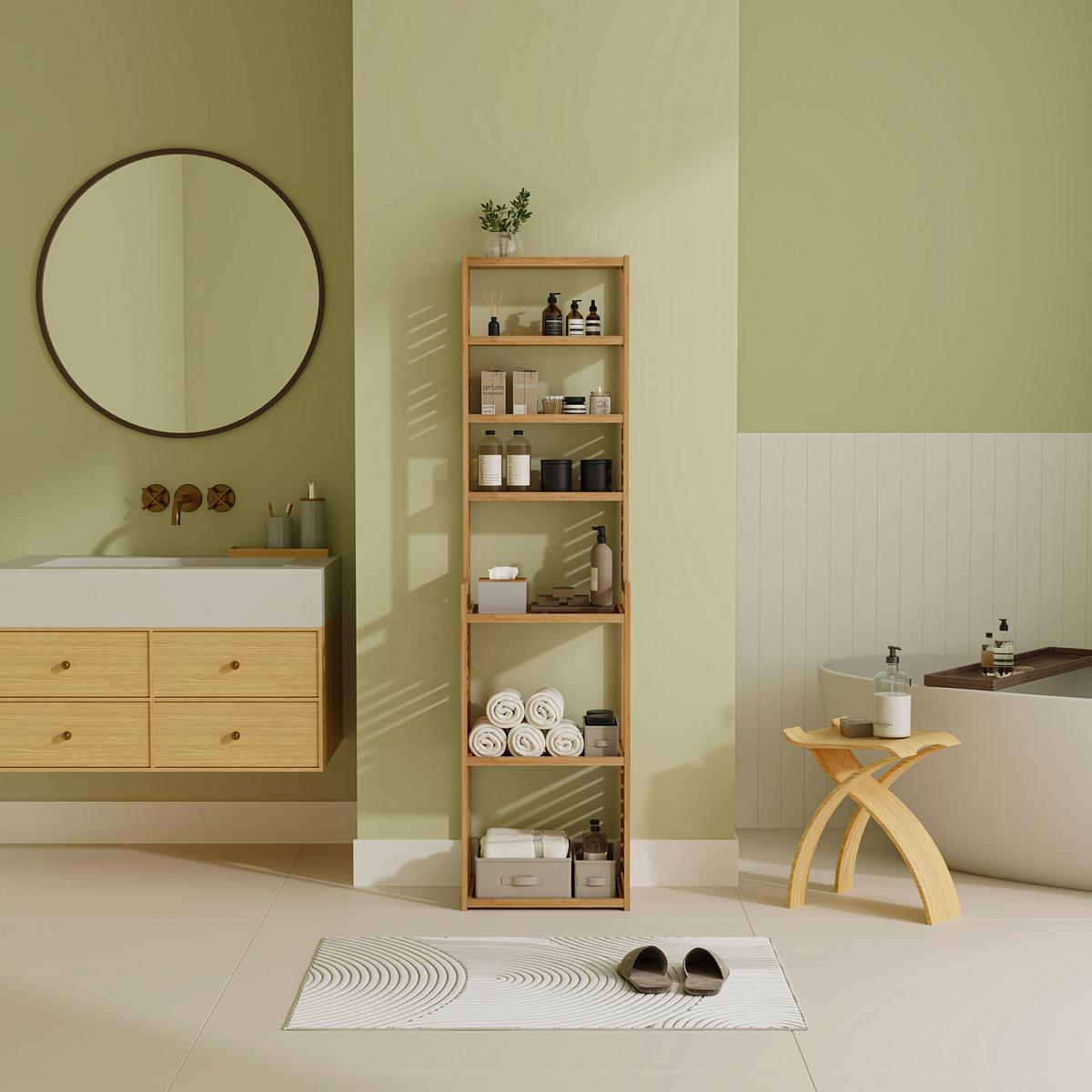 BADEZIMMERREGAL Forssa - Naturfarben, Holz (42/165/28cm) - [en.casa]