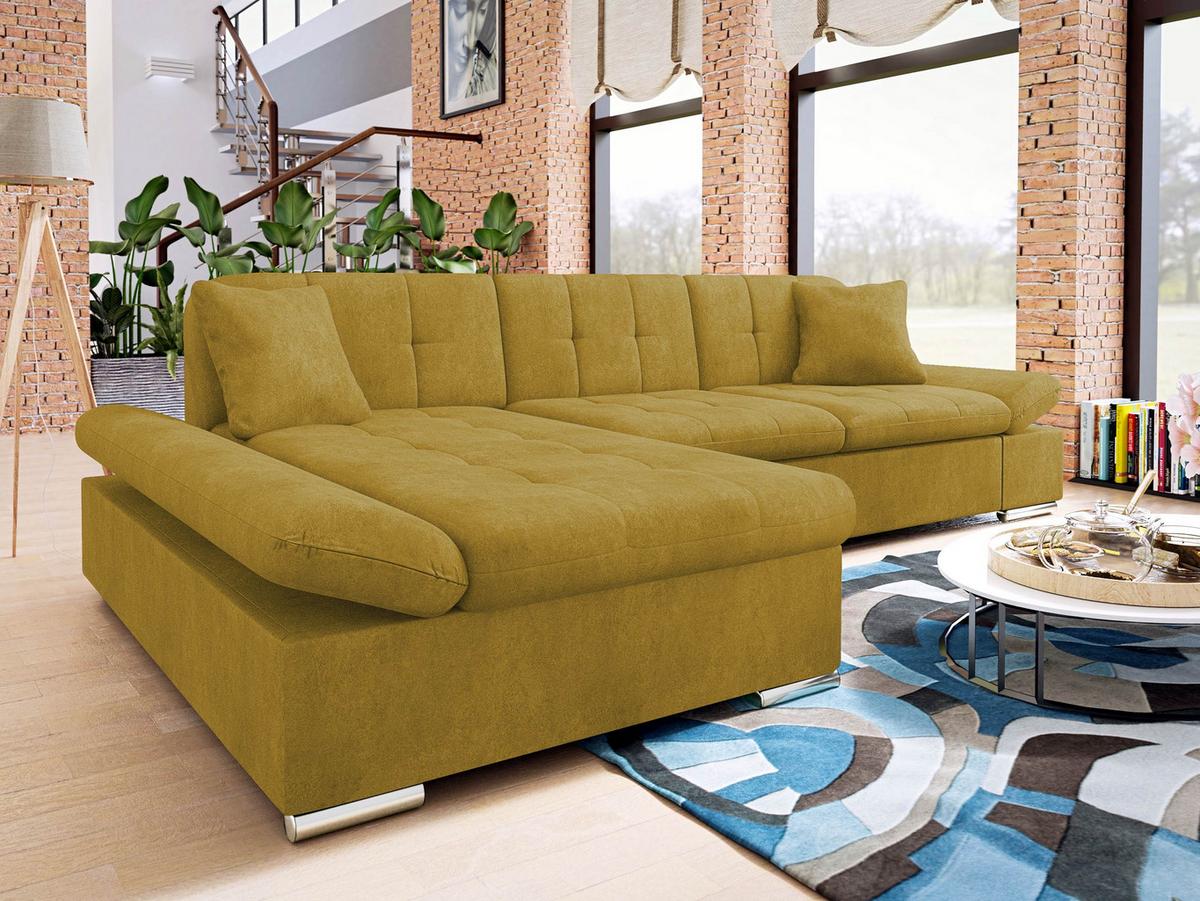 ECKSOFA Montana Premium, Seite: Links - Currygelb, Holz/Textil (278/161cm) - MIRJAN24