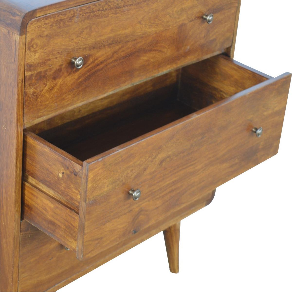 KOMMODE im Kastanien-Finish, 3-Schublades, Braun - Messingfarben/Braun, Holz/Metall (70/80/35cm) - Artisan Furniture