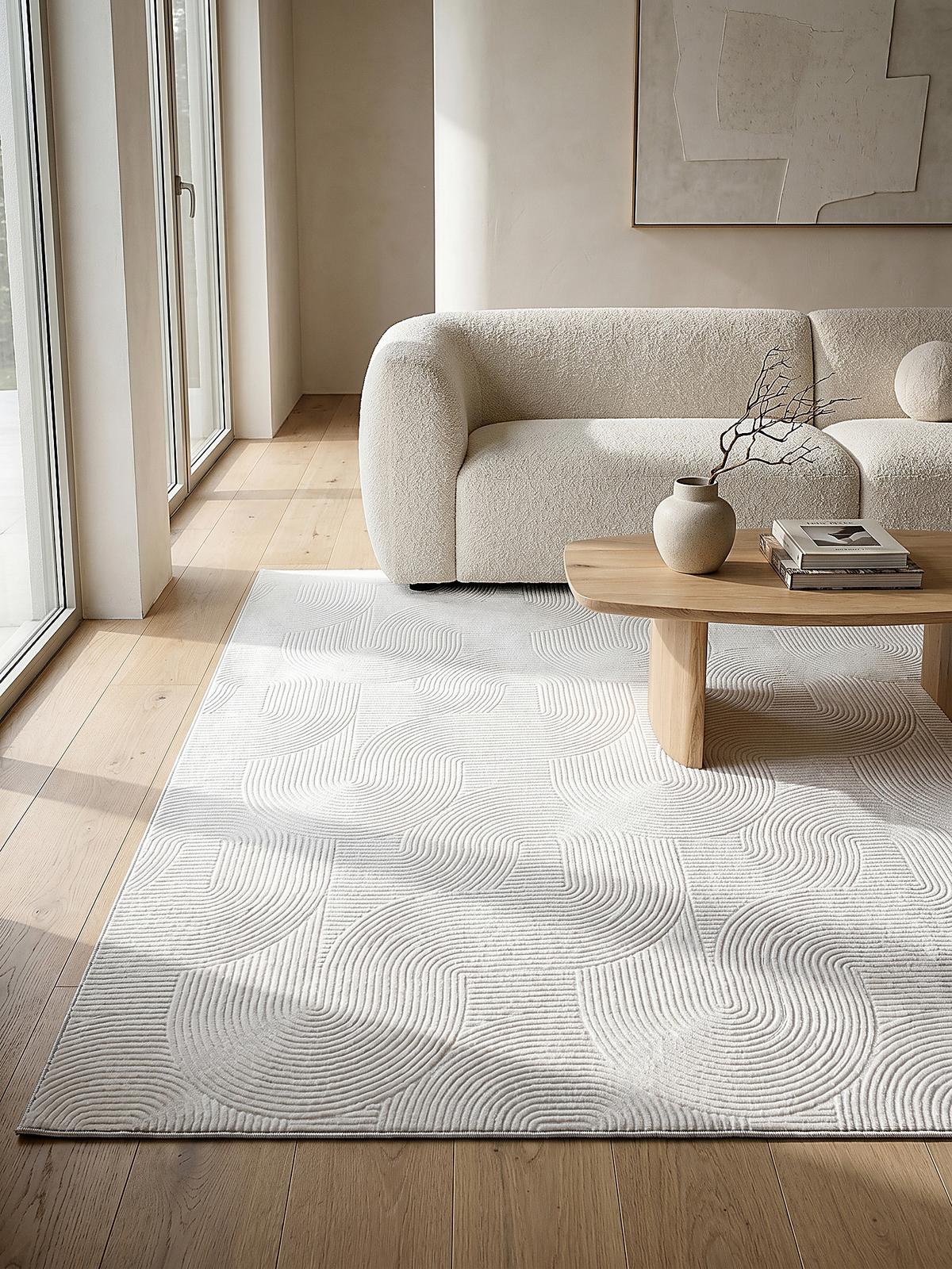KURZFLORTEPPICH Antirutsch Geometrisch DALAR Polypropylen Weiß 140 x 200 cm - Weiß, Textil (140/200cm) - KADIMA DESIGN