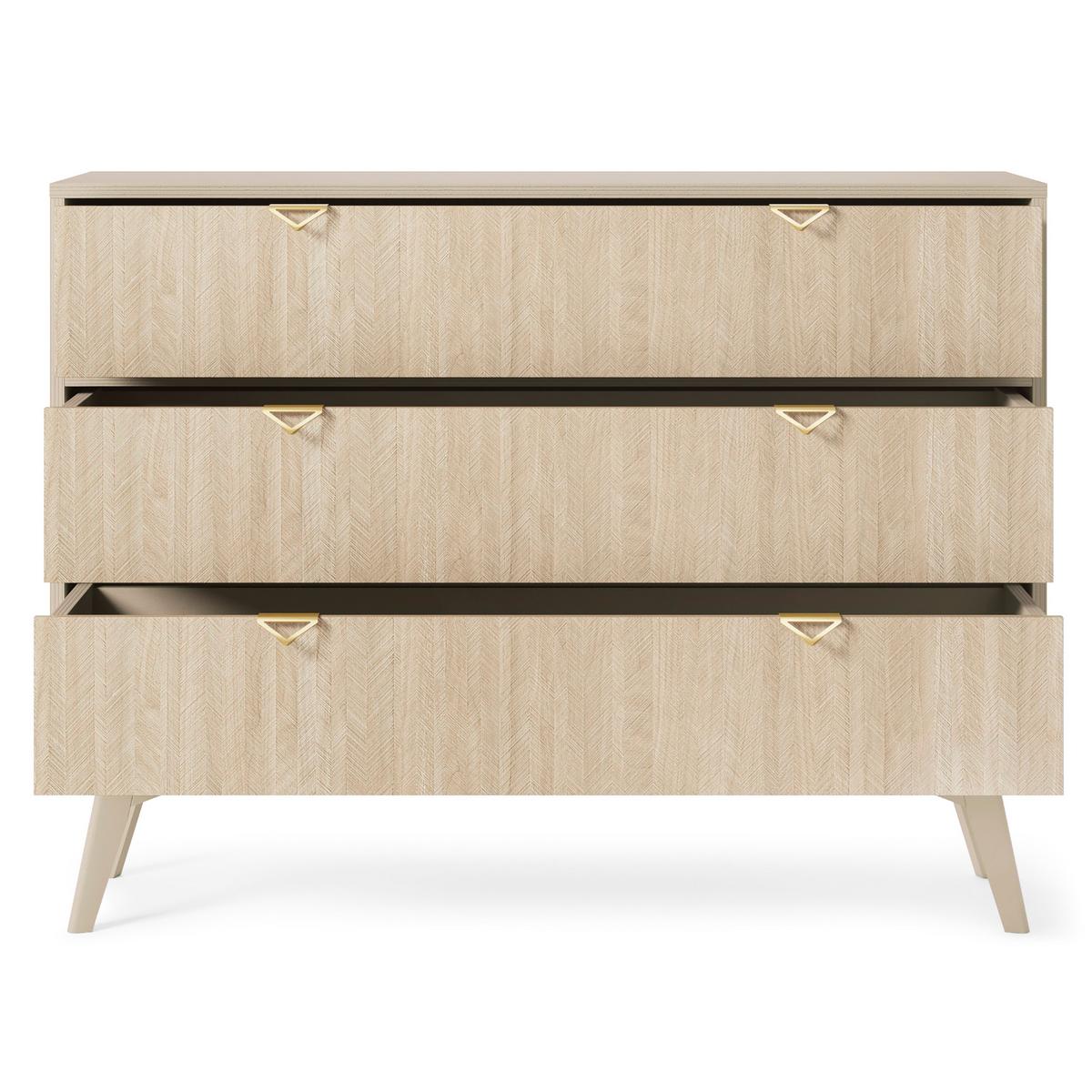KOMMODE FORESTA 106/80/38 cm mit 3 Schubladen Beige - Beige/Kieferfarben, Holzwerkstoff (106/80/38cm) - MASSENO