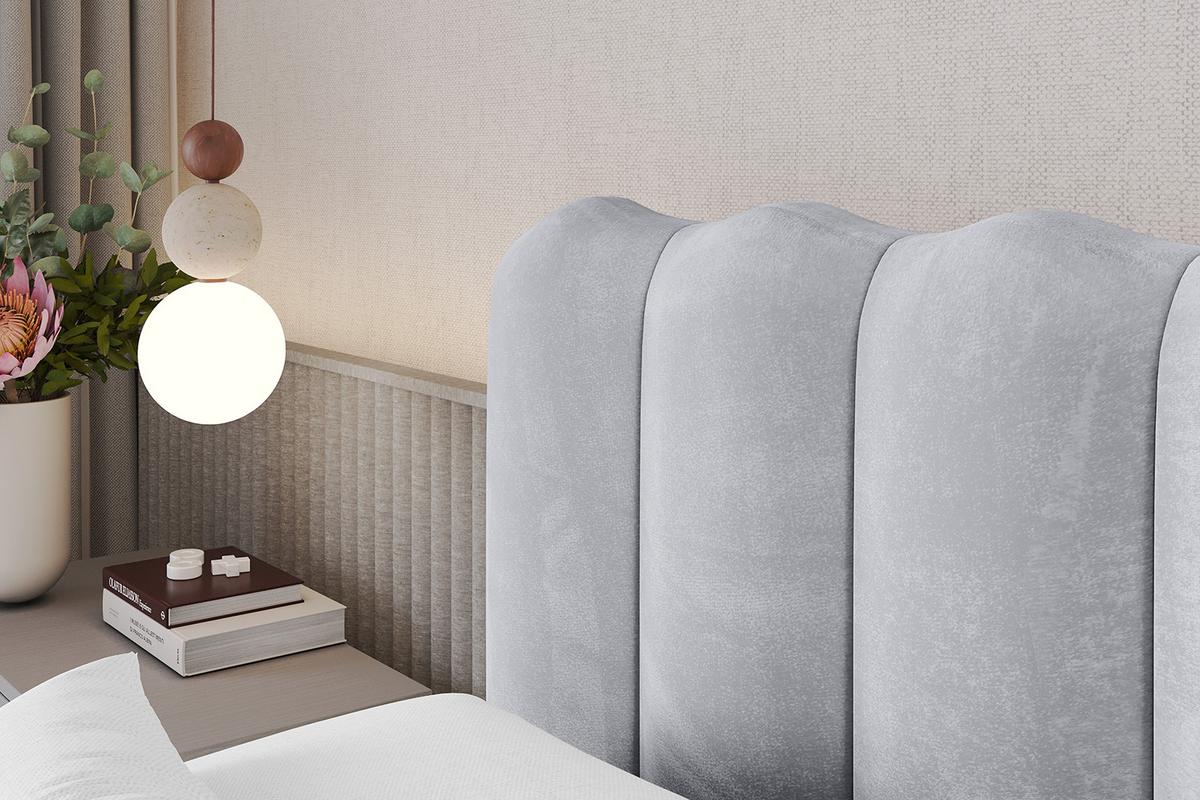 POLSTERBETT mit Bettkasten, Fußteil und Lattenrost, Bett mit Matratze H3/H4 - SORA-Z 180x200 Hellgrau - Hellgrau, Holzwerkstoff/Textil (180/200cm) - ALTDECOR