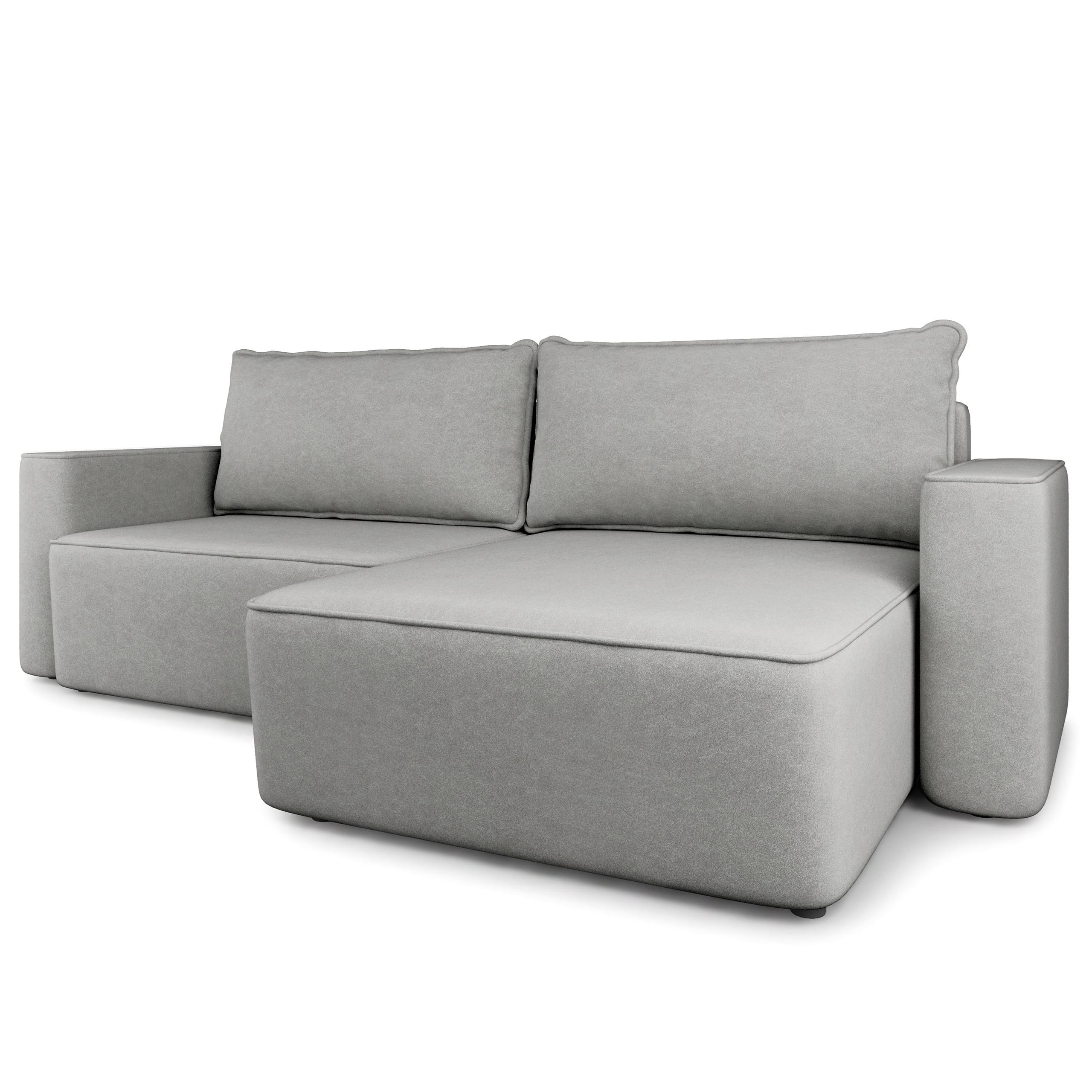 ECKSOFA BELISE CL Hellgrau Veloursstoff mit Schlaffunktion - Hellgrau, Holz/Textil (252/162cm) - MASSENO