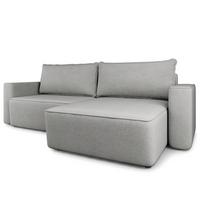 ECKSOFA BELISE CL Hellgrau Veloursstoff mit Schlaffunktion - Hellgrau, Holz/Textil (252/162cm) - MASSENO