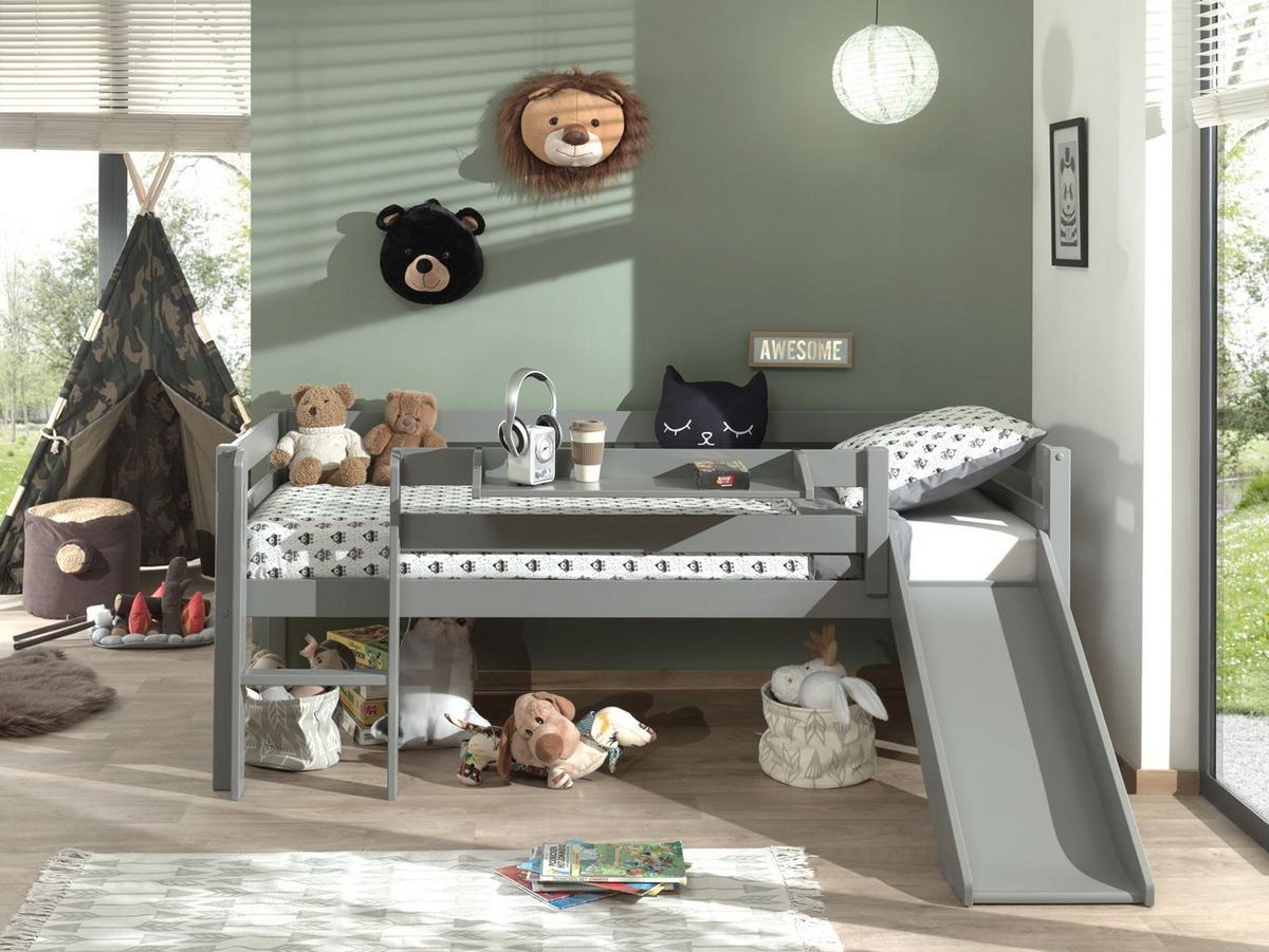KOJENBETT mit Rutsche Karolina 208x83x175 aus Massivholz in Grau - Grau, Holz (90/200cm) - 58aufmkessel