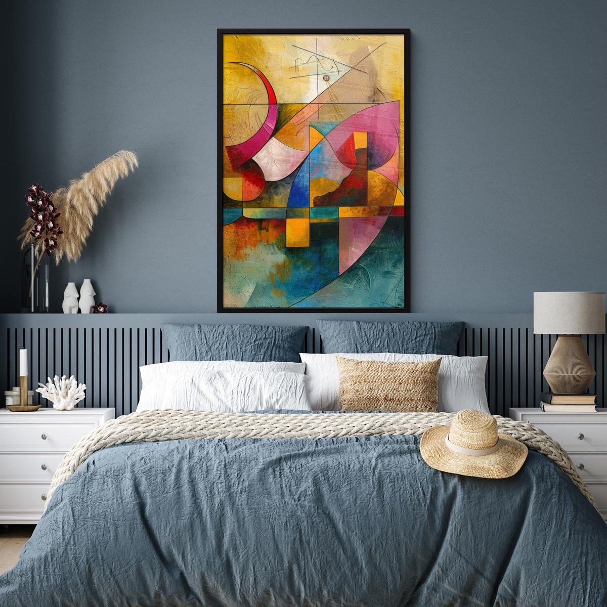 POSTER MIT RAHMENGERAHMTES BILD Kunst - Abstrakt - Modern Bilderleiste 80x120 cm - Gelb, Papier (80/120cm) - MuchoWow